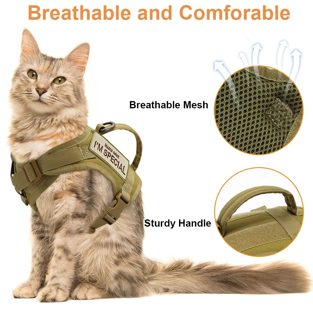 Arnés Táctico Militar Ajustable para Perros y Gatos – Máximo Confort, Seguridad y Control