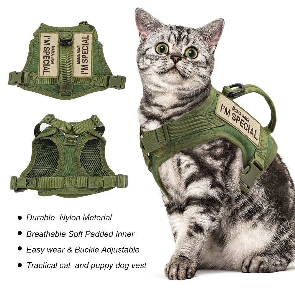 Arnés Táctico Militar Ajustable para Perros y Gatos – Máximo Confort, Seguridad y Control